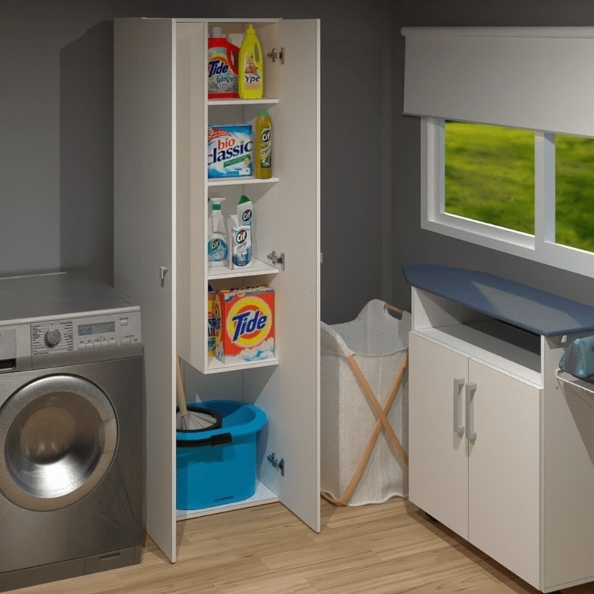 DIELFE ESCOBERO 2 PUERTAS GRANDES CON 4 ESTANTES E062 - Imagen 6