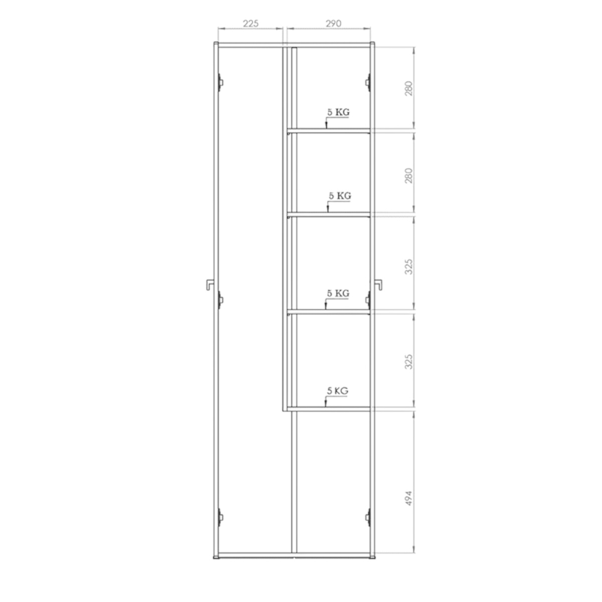 DIELFE ESCOBERO 2 PUERTAS GRANDE CON 4 ESTANTES - Imagen 5