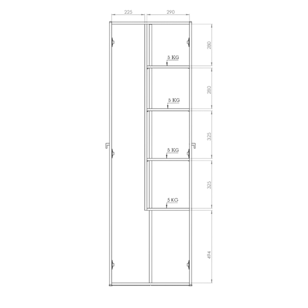 DIELFE ESCOBERO 2 PUERTAS GRANDES CON 4 ESTANTES E062 - Imagen 5
