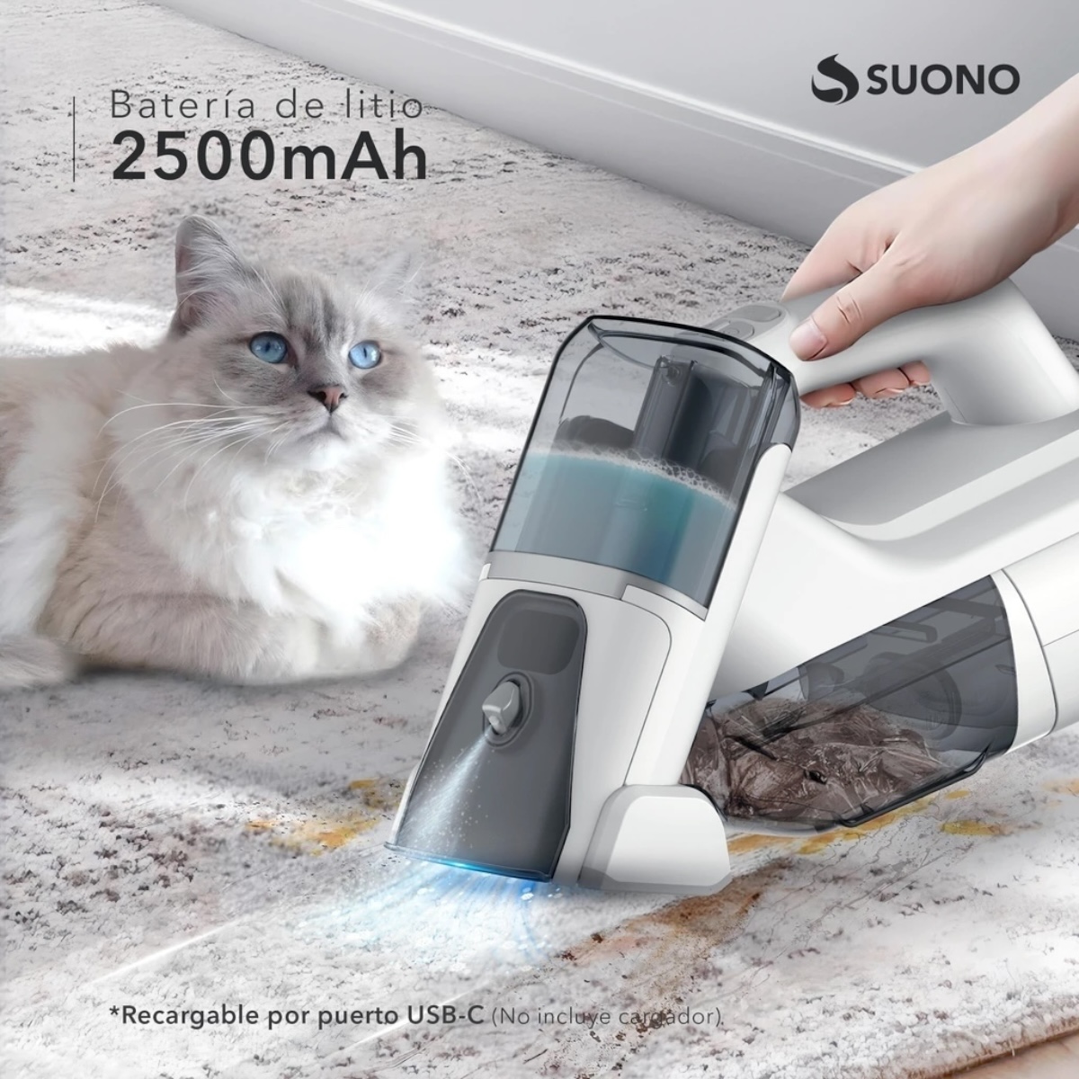 SUONO ASPIRADORA LIMPIA TAPIZADO DE MANO PORTÁTIL - Imagen 5