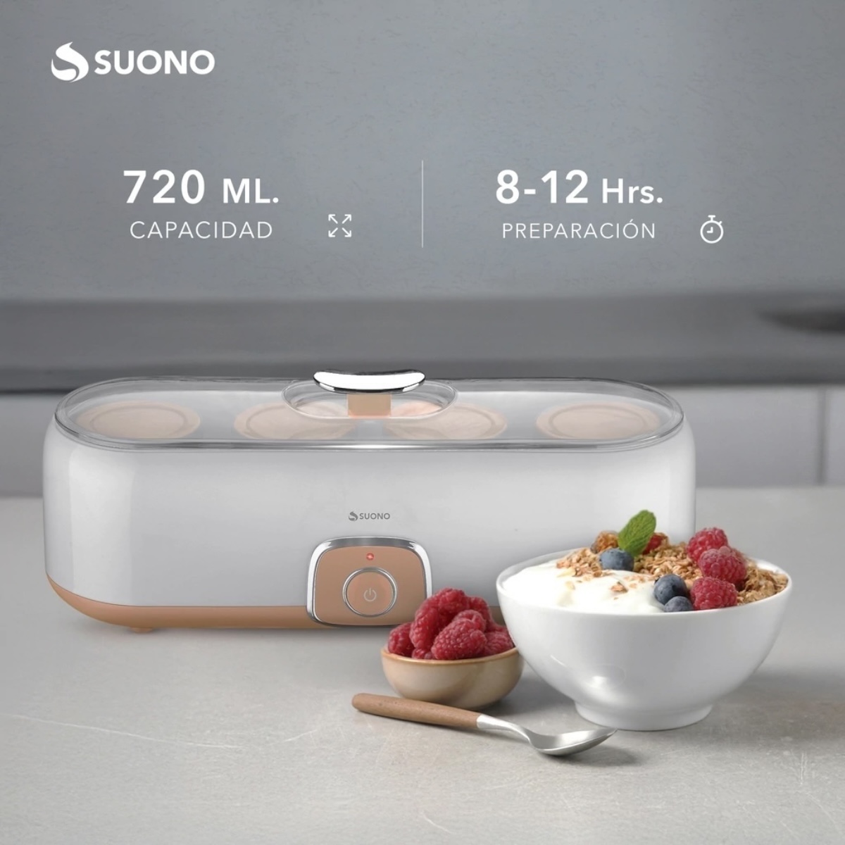 SUONO YOGURTERA ELÉCTRICA 720ML 4 VASOS NARANJA - Imagen 3