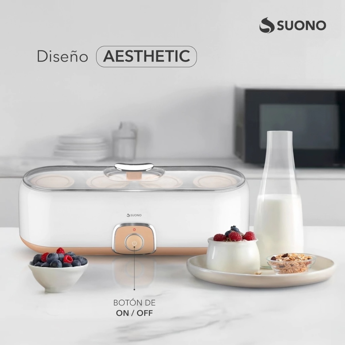 SUONO YOGURTERA ELÉCTRICA 720ML 4 VASOS NARANJA - Imagen 5