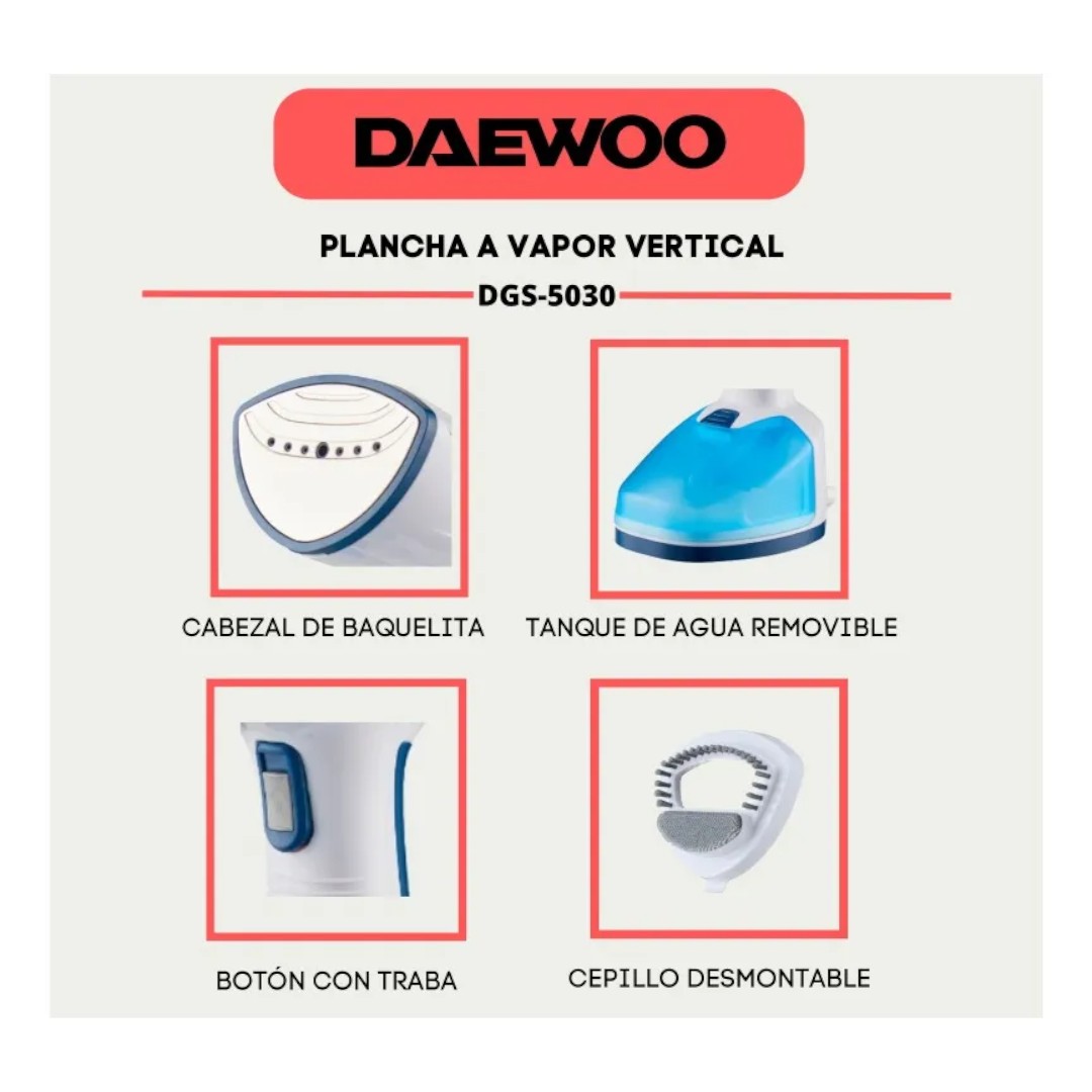 DAEWOO PLANCHA A VAPOR VERTICAL PORTATIL dgs5030 - Imagen 4