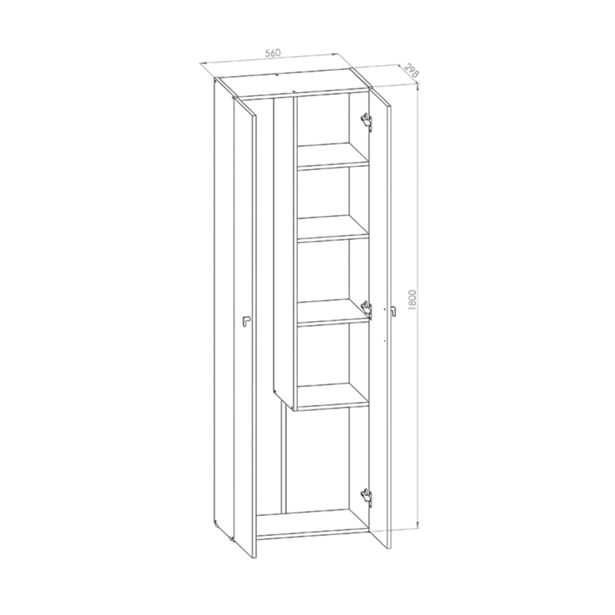 DIELFE ESCOBERO 2 PUERTAS GRANDES CON 4 ESTANTES E062 - Imagen 4