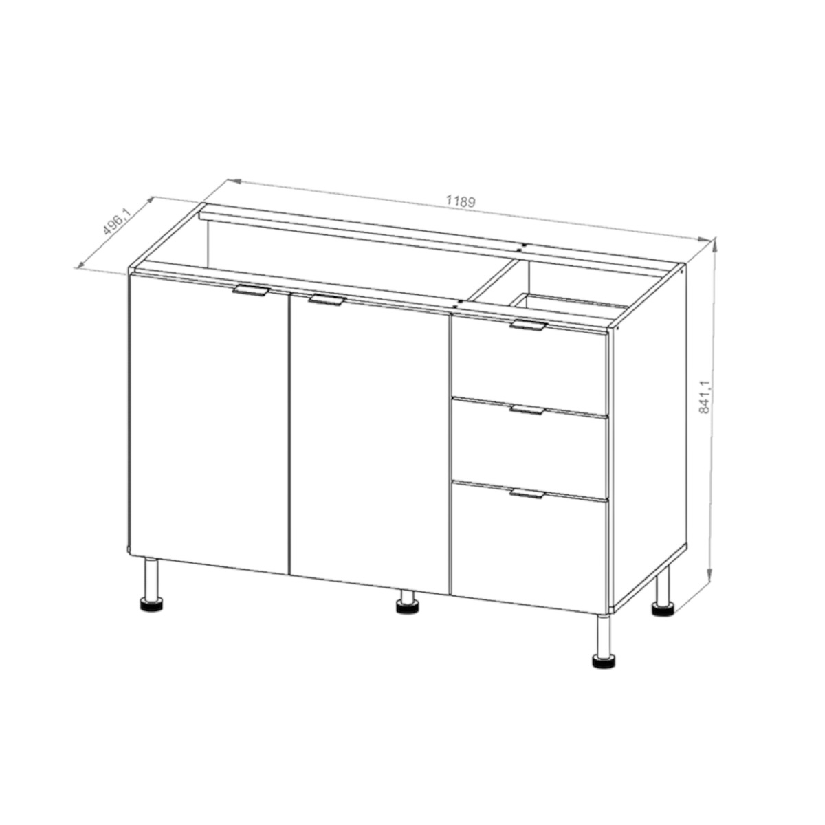 DIELFE BAJO MESADA CONFORT 1.20M BLANCO - Imagen 4