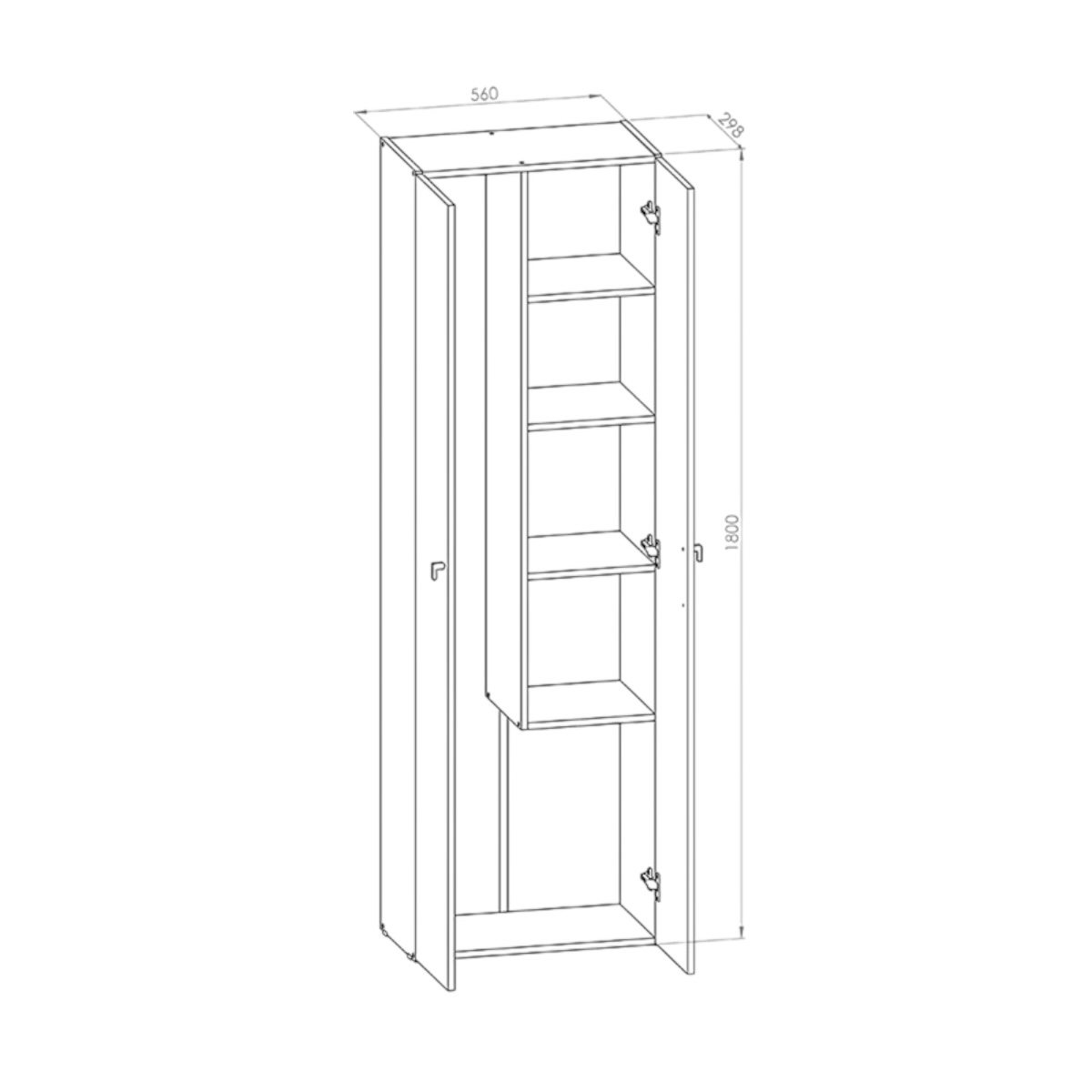 DIELFE ESCOBERO 2 PUERTAS GRANDE CON 4 ESTANTES - Imagen 4