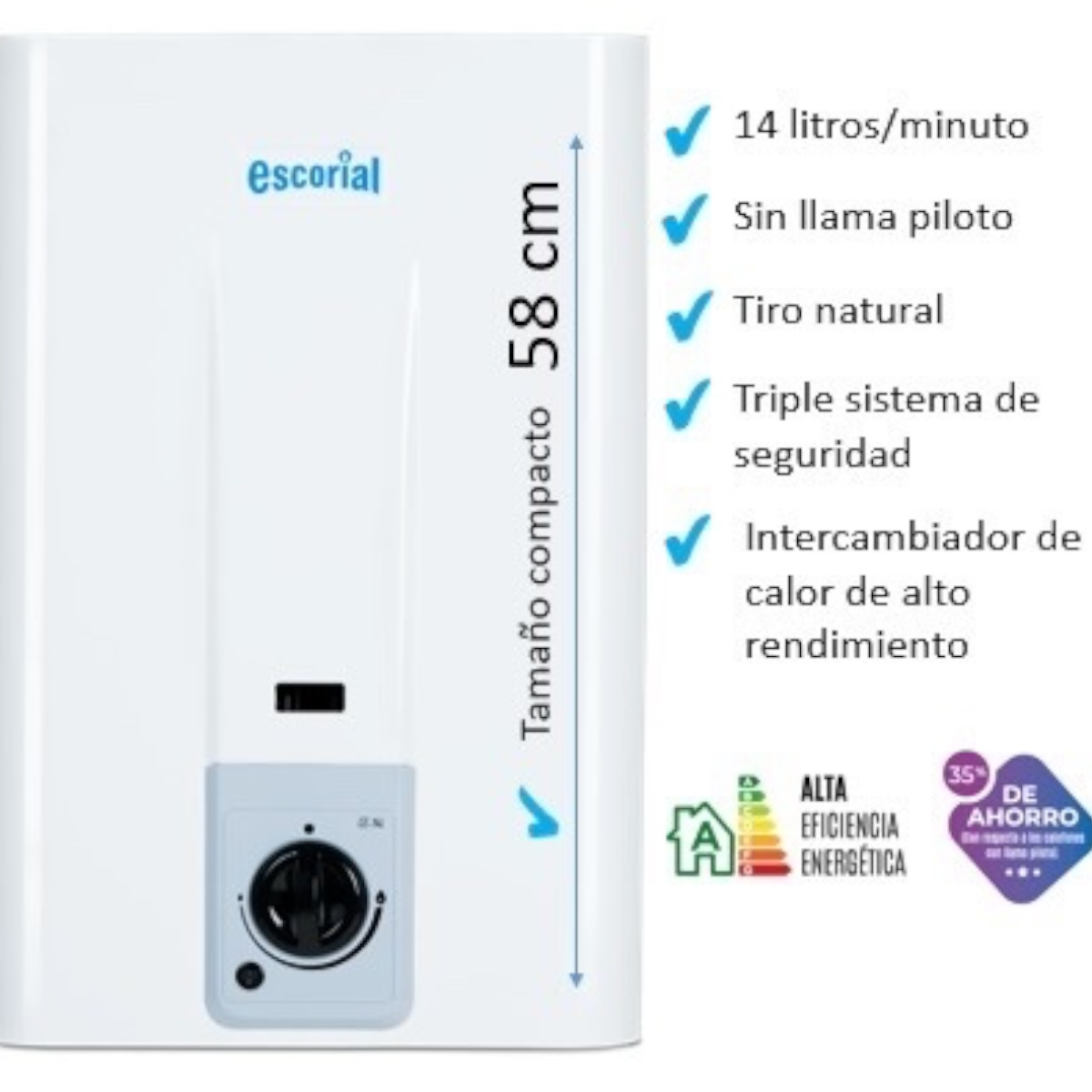 ESCORIAL CALEFON 14 LTS GAS NATURAL CE-14L